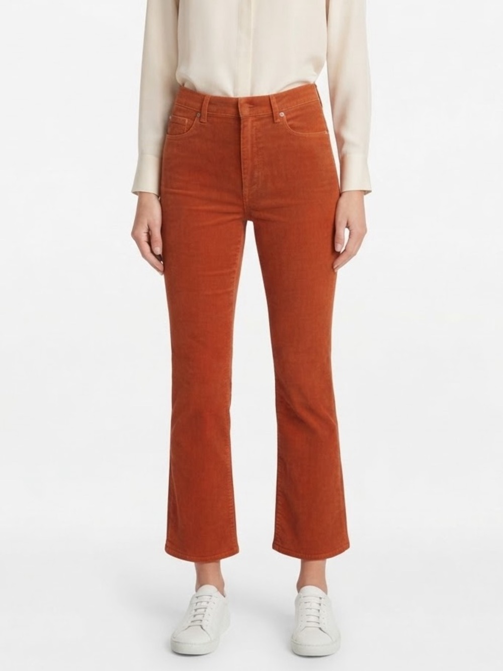Veronica Beard Carley Kick Flare Rust Orange Corduroy Pants Size 12